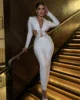 Stylish Luxury Woman Set Dazzling Diamonds Hollow Out Top And  Pants 2 Pieces Fashion Woman High Street Wear Vaction Outfit 1