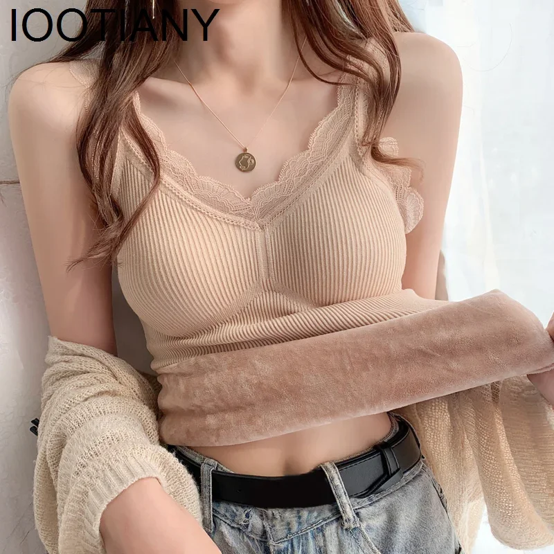 

Thermo Winter Lingerie Woman Clothing Warm Thermal Underwear Vest Warm Top Inner Wear Lace Thermo Shirt Undershirt Intimate