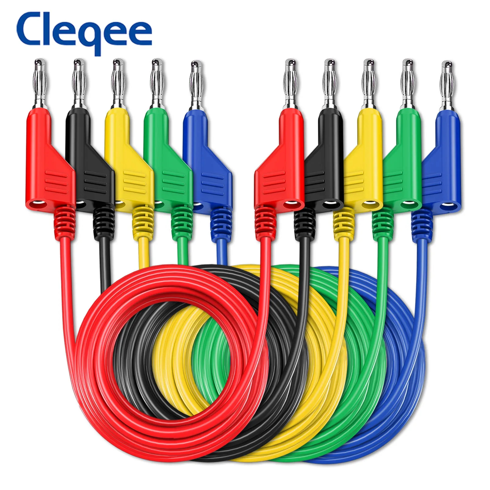 

Cleqee P1036 2PCS/5PCS Dual 4mm Stackable Banana Plug Multimeter Test Leads 1M Cable 1000V/15A