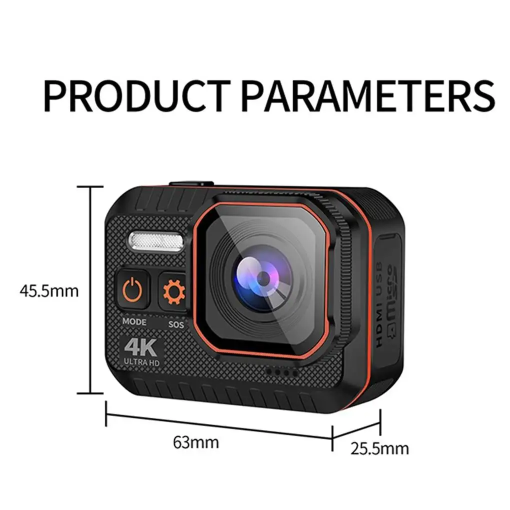 

Sports Camera HDMI-compatible IP68 Waterproof F2 4 HD Touch Screen USB 2 0 Battery Powered Recording Camcorder Black