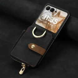 Premium PU Leren Telefoon Wallet met Kaarthouder & Ring - Schokbestendige Bescherming