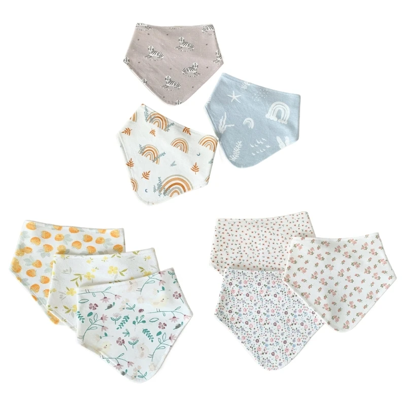 

3Pcs/set Baby Bibs Soft Burp Cloths Absorbent Muslin Bandana Scarf Cartoon Floral Print Drooling Bibs for Girls DropShipping