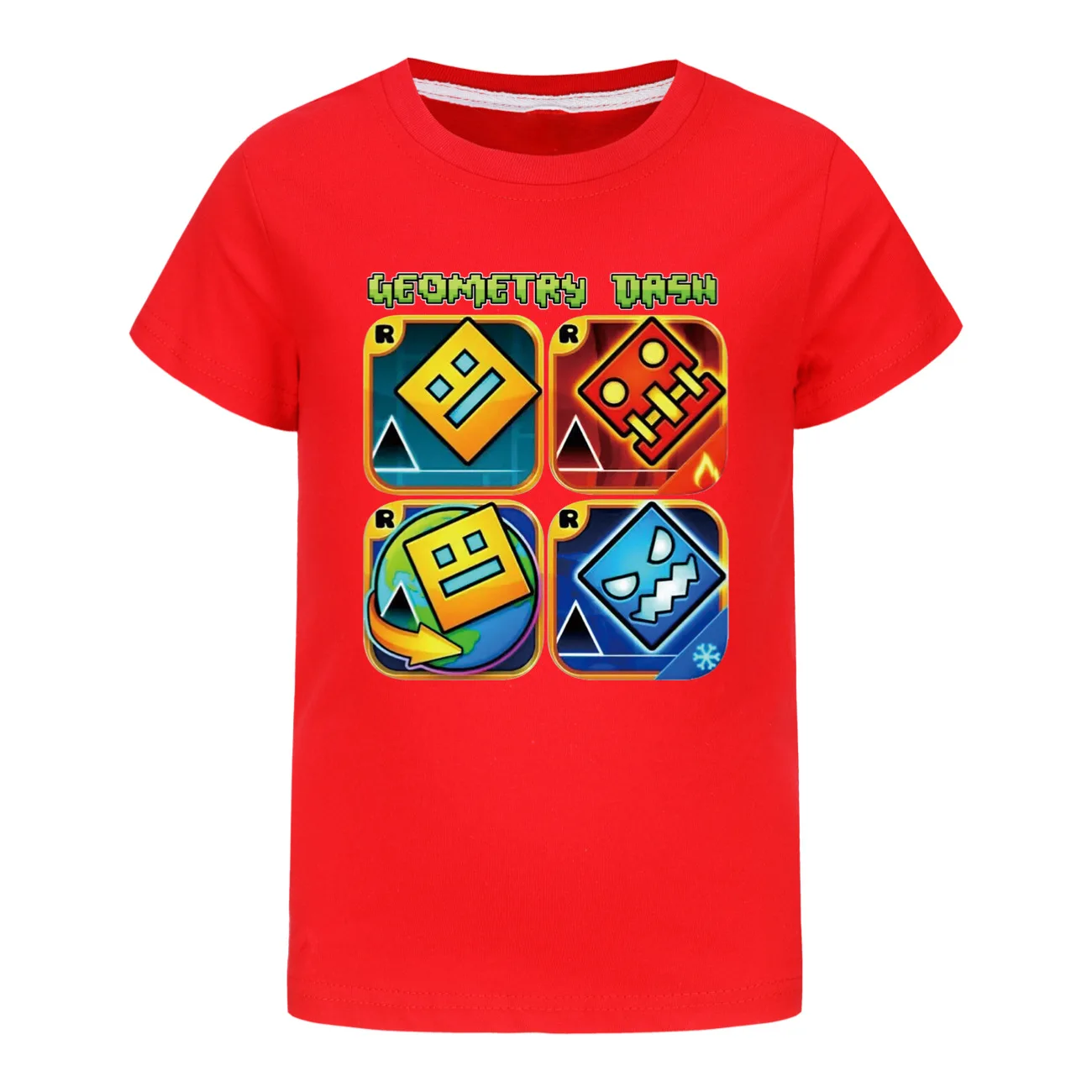 Kids Cartoon Harajuku Tops Tees Geometry Dash 3D Print T-shirt Summer Boys Girls O-neck Short Sleeve T Shirt Children Clothing 2