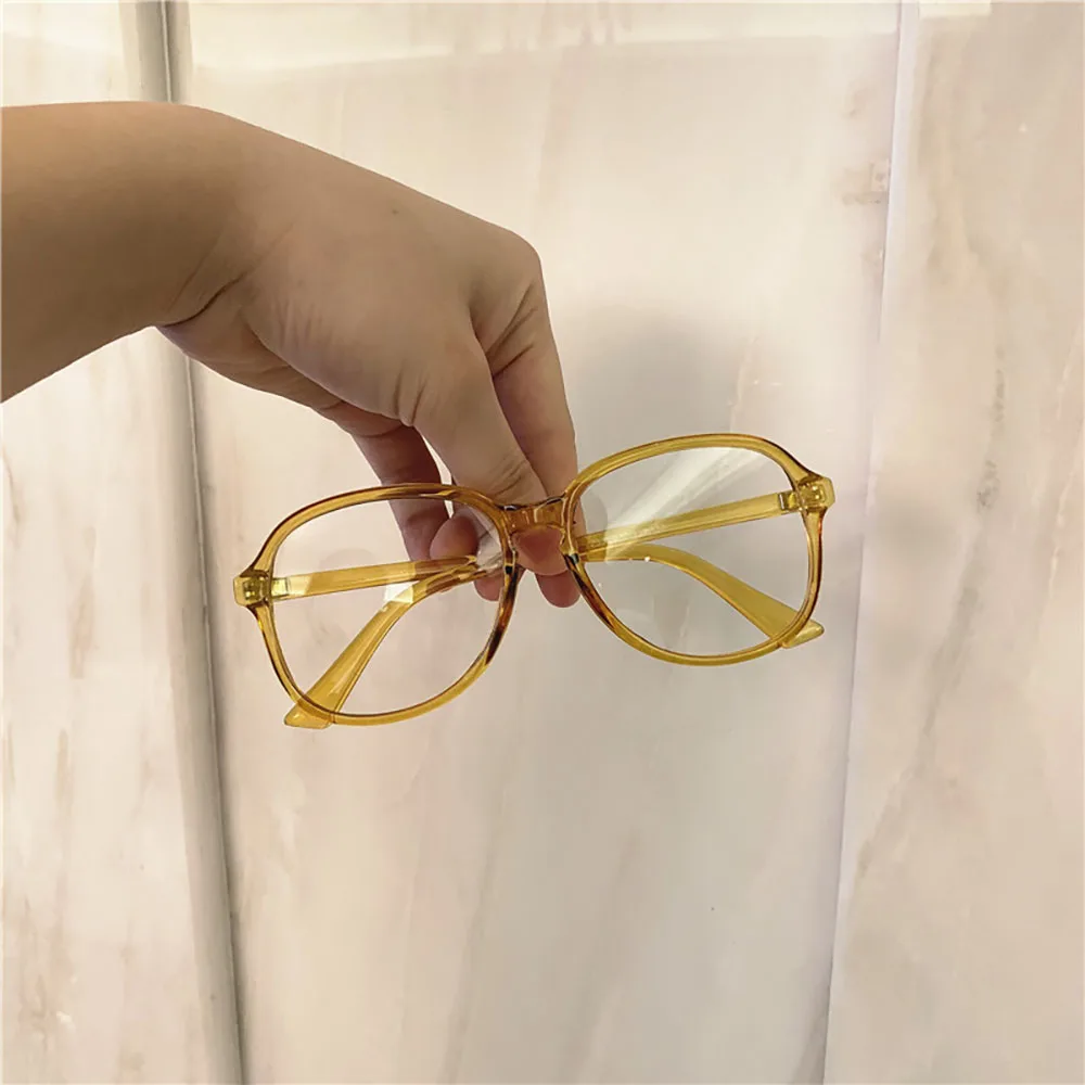 Flat Lens Glasses Comfortable Candy Color Eyewear Large Frame Spectacle Fashionable Round Eyeglass Frame For Sun Fashion Outfit