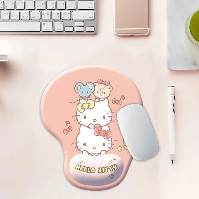 산리오 헬로 키티 마우스 패드 실리콘 손목 지지대 포함, 애니메이션 쿠로미 마이 멜로디 시나모롤 카와이 게임 오피스 미끄럼 방지 패드