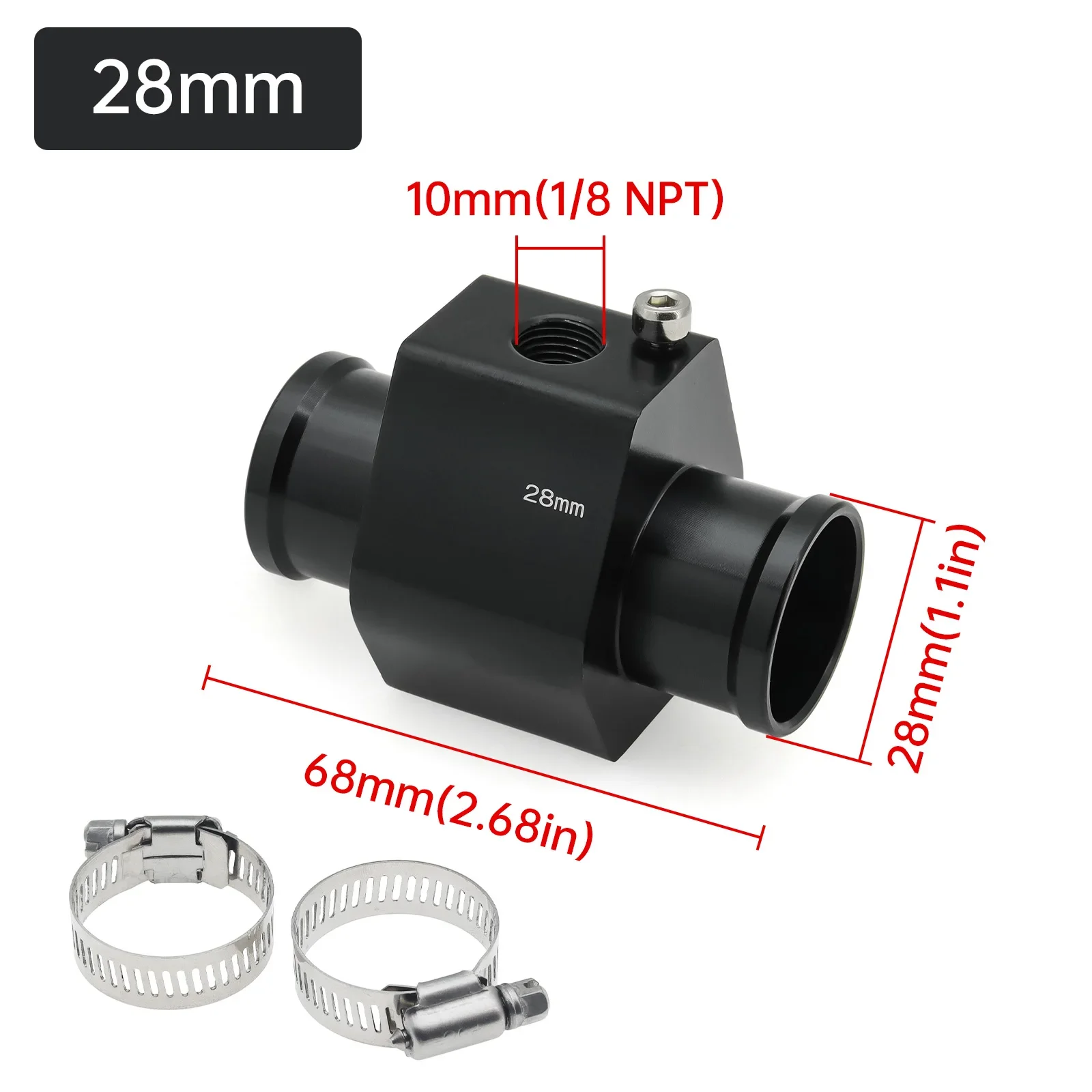 1개 자동차 수온계 라디에이터 온도 수온 조인트 파이프 센서 40mm 38mm 36mm 34mm 32mm 30mm 28mm 호스 어댑터