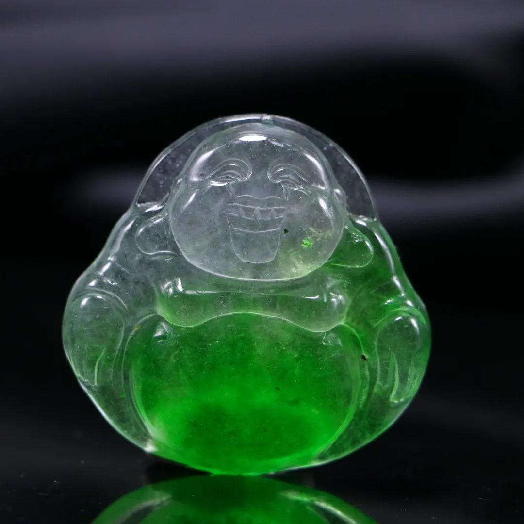 

Natural Green Jade Buddha Pendant Necklace Men Women Fine Jewelry Grade A High Ice Floating Jades Maitreya Buddha Charms Amulets