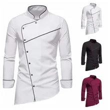 

Men Shirt Spring and Autumn Fashion Slim Single-Breasted Shirt Men's Casual Long Sleeve Stand Collar Irregular Shirt Top