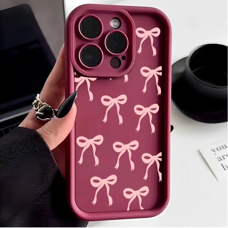 Luxury Pink Bowknot Soft Phone Case with Elegant Bow Design