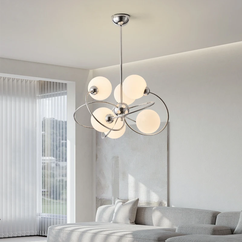 Forud type Landskab bevægelse White Ball Glass Ceiling Chandeliers Chrome Modern LED Light Bauhaus  Minimalist Lustres Hanging Lamps Home Decor for Living Room - AliExpress