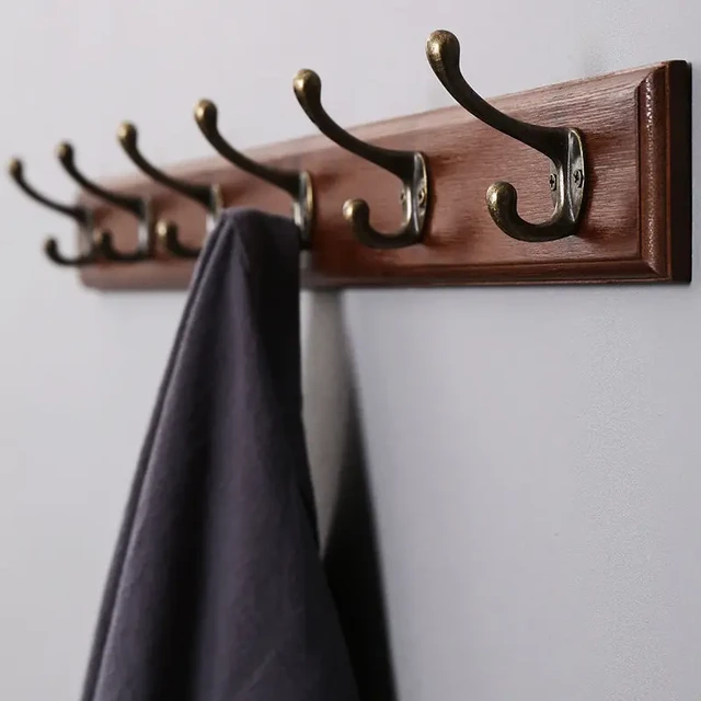 Black Wood Wall Hook Hanging Coat Rack for Bathroom Kitchen Bedroom Hallway  Coat Clothes Holder - AliExpress