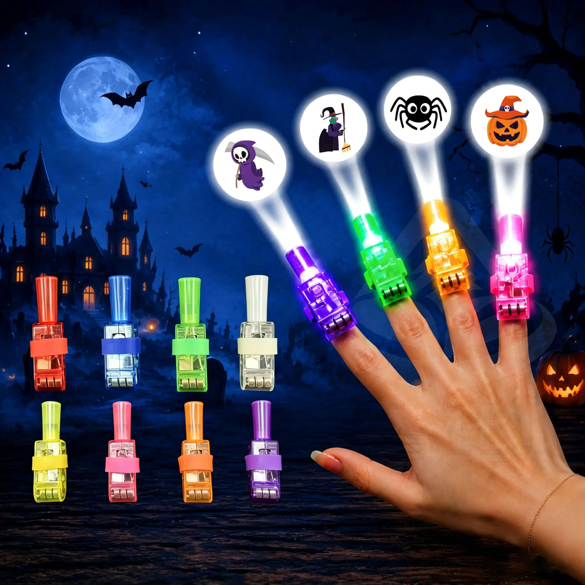 36pcs Halloween LED Finger Lights Neon Party Favors Glow in