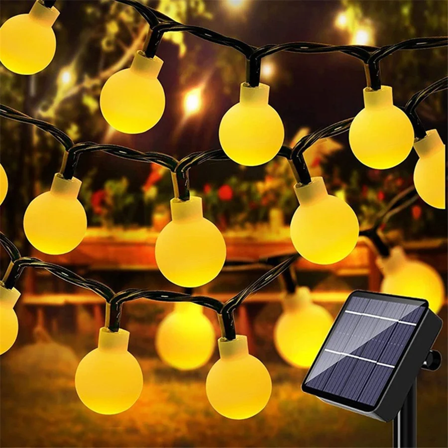 22M 200LED Solar Round Ball String Lights Outdoor Waterproof Christmas Garland Fairy Lights for Party Wedding Garden Decoration