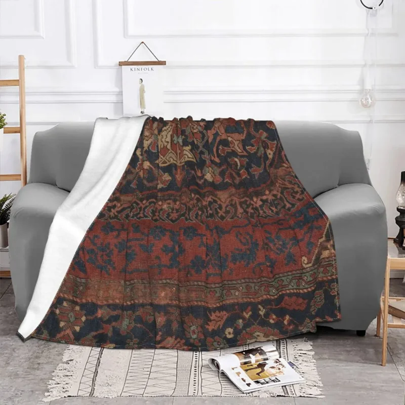 

Bohemian Boho Chic Dark 17th Century Ornate Accent Blankets Flannel Autumn/Winter Soft Throw Blanket for Sofa Outdoor