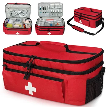 Travel Medicine Bag with Lockable Zippers Pill Bottle Organizer Empty Travel Emergency Kit Medication Organizer for Home Travel 6