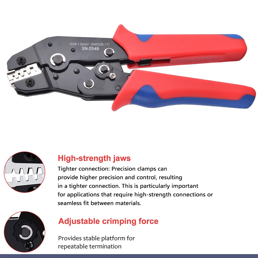 SN-2549 Ratcheting Wire Crimping Plier for JST PH 2.0mm,XH 2.5mm,VH 3.96mm,JWPS 4.0mm Pitch,Dupont Terminals Crimper Clamp Tool