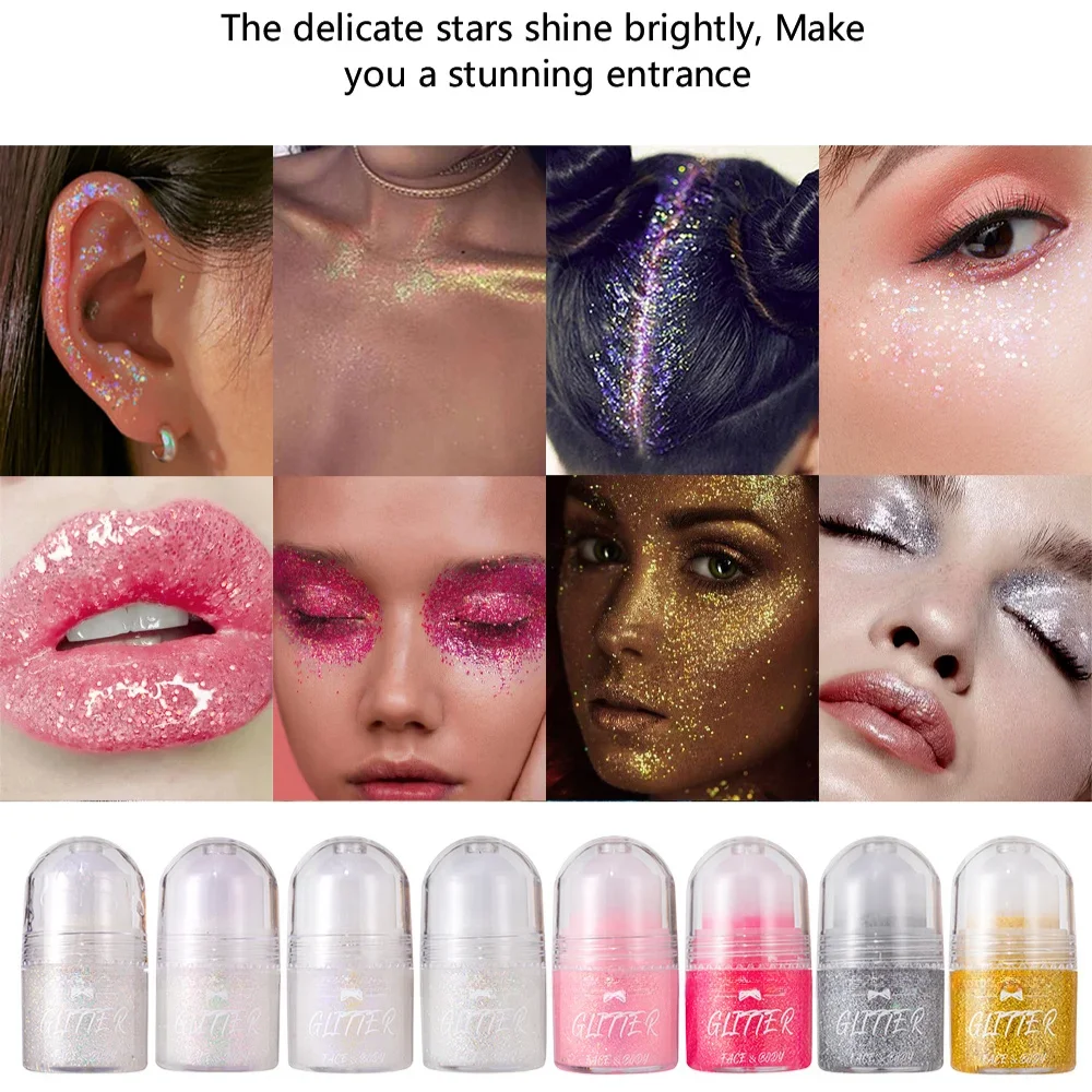 Rolling Sequins Glitter Gel Face Body Painting Shine Liquid Green White Pearl Gloss Eye Shadow Brighten Stage Makeup Decoration 6