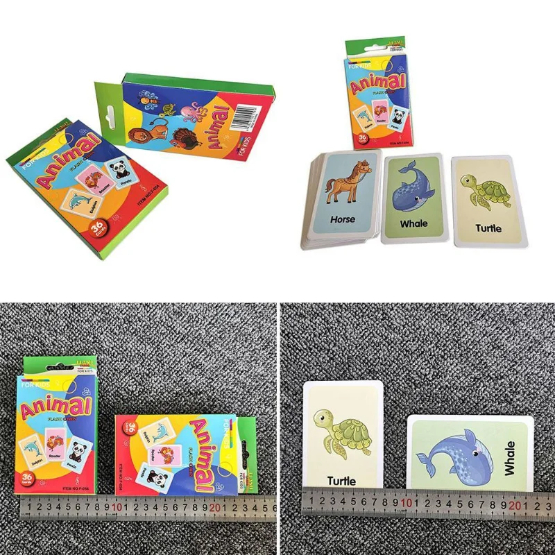 36pcs Children Cognition Cards Body Parts Animal Fruits Double Side Flashcards Montessori Baby Kids Early Educational Toys Gifts 3