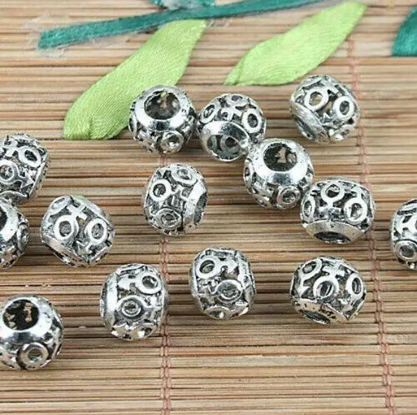 

10pcs Tibetan silver symbols patterns hollow loose beads fit bracelet h5117