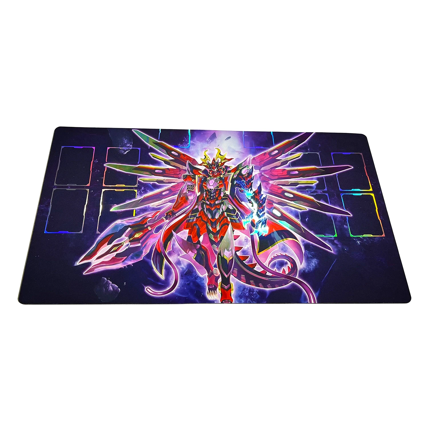 Yu-Gi-Oh Blue-Eyes Chaos MAX Dragon Foil Holographic Shinny Holo Custom Playmat  Rainbow CCG Mat Link Zone Playmat +Free Bag 2
