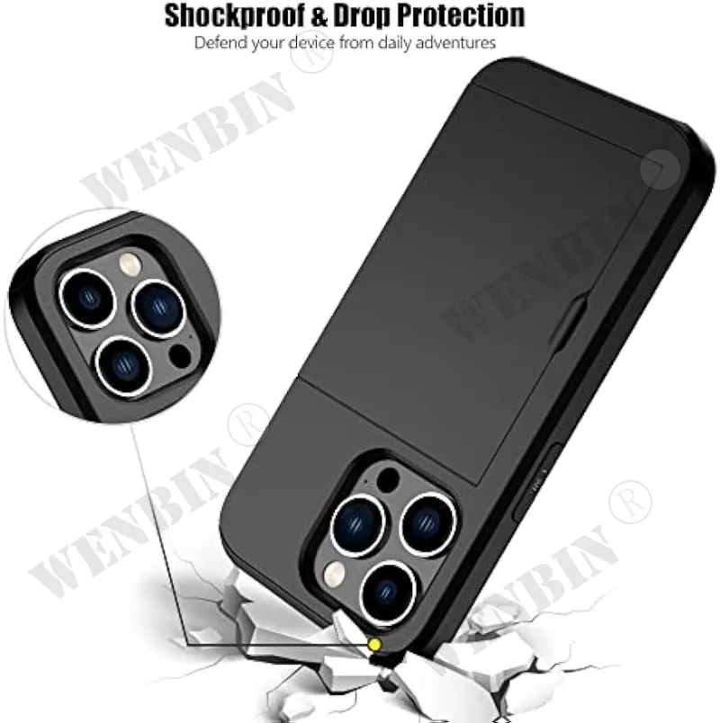 Heavy Duty Slim Wallet Phone Case with Hidden Card Slot and Dual-Layer Shockproof Protection