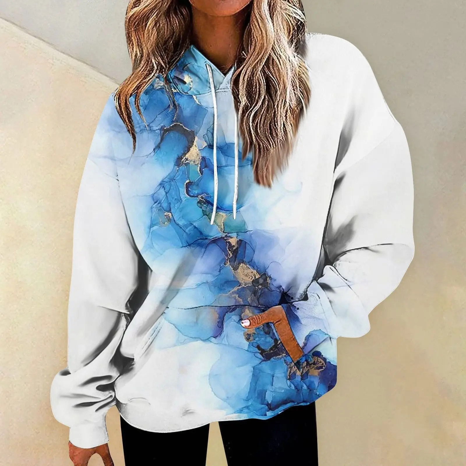 Abstract element Printed Graphic Hoodie For Women Long Sleeve Hoody Casual Everyday Street Pullover Sweatshirt Women Clothing