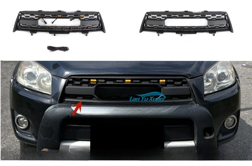 

For Toyota RAV4 2009 2010 2011 2012 Front Grille Honeycomb Style Racing Grill with LED light Front grille decoration accessories