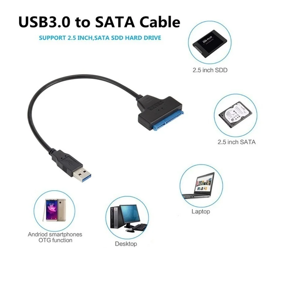 USB 3.0 SATA  Sata-USB 3.0 ̺, ִ 6 Gbps, 2.5 ġ ,  HDD SSD ϵ ̺, 22  Sata III ̺