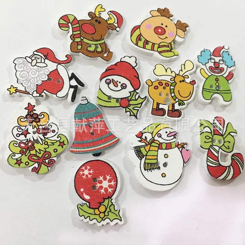 100pcs Christmas Santa Claus Christmas Tree Snowman Buttons Sewing
