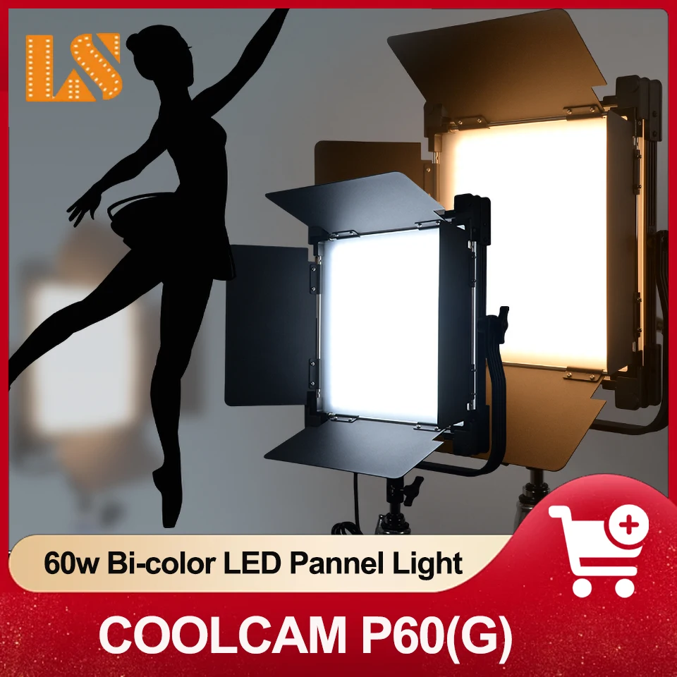 

Lishuai COOLCAM P60(G) 2700-6500K 60 Вт двухцветная фотопанель светодиодный для записи прямого вещания
