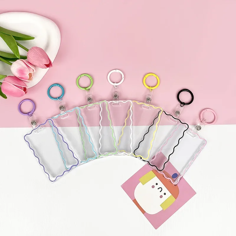 

1pcs Transparent Ferrule Stationery Card Protection Sleeve Acrylic Ferrule Korean Version Bus ID Card Holder Keyring Card Sleeve