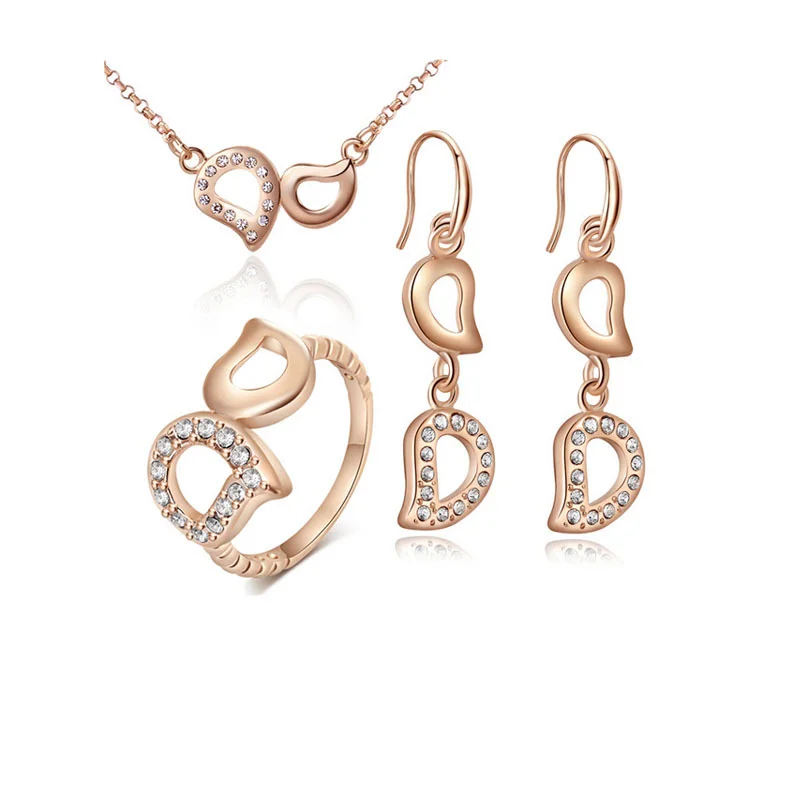2021 Luxury Simple Big Small Hollow Double Heart-shaped Necklace Exquisite Crystal Zircon Pendant Chain Women's Wedding Jewelry 