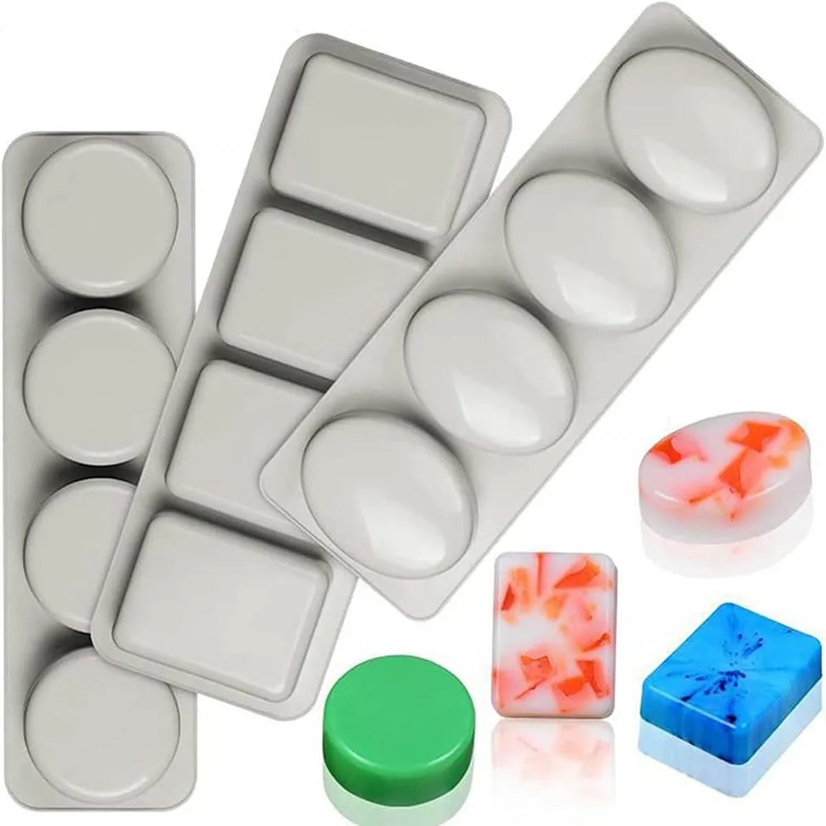 Silicone Mold Soap Molds Soap Making Molds Kit Non-Stick Silicone Molds Round Rectangle Oval