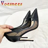 Summer Rhinestone Inlaid Cool High Heels High-quality Breathable Mesh Fashion Single Shoes 12CM Sexy Pointed Tip Women's Pumps 3