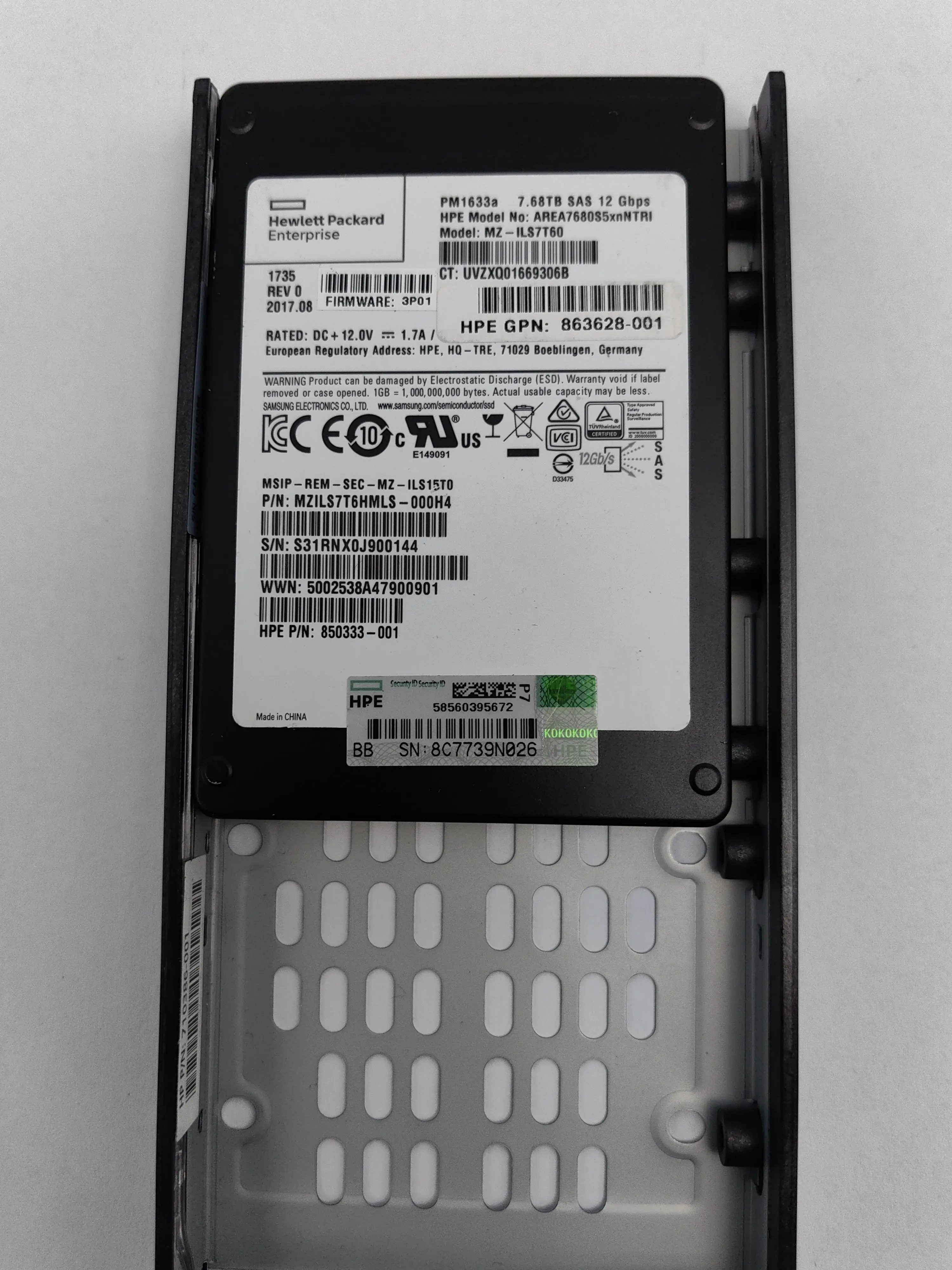 3PAR 7.68TB SAS 12G 863460-001 SSD AREA7680S5xnNTRI