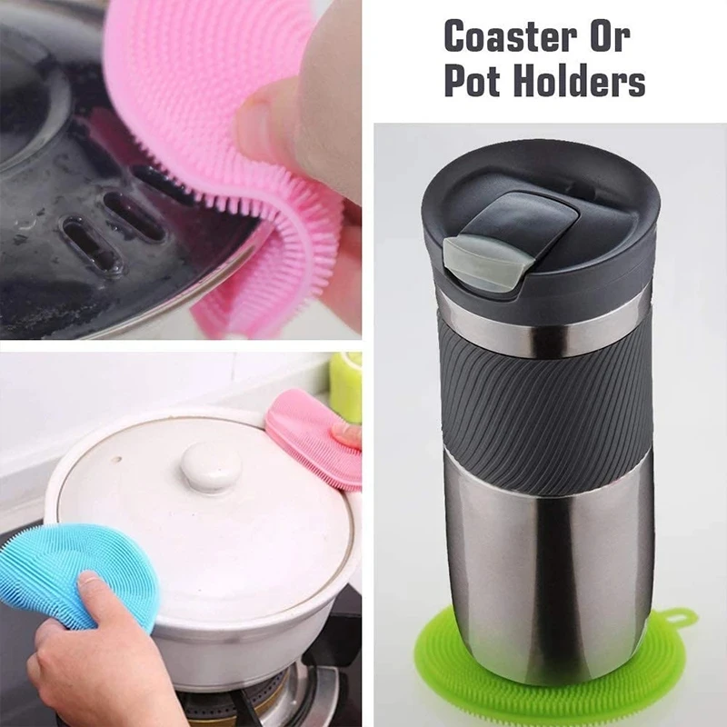 

Hangable Silicone Cleaning Brush Kitchen Dishwashing Brush Fruit Vegetable Cleaning Brushes Pot Sponge Scouring Pads Table Mat