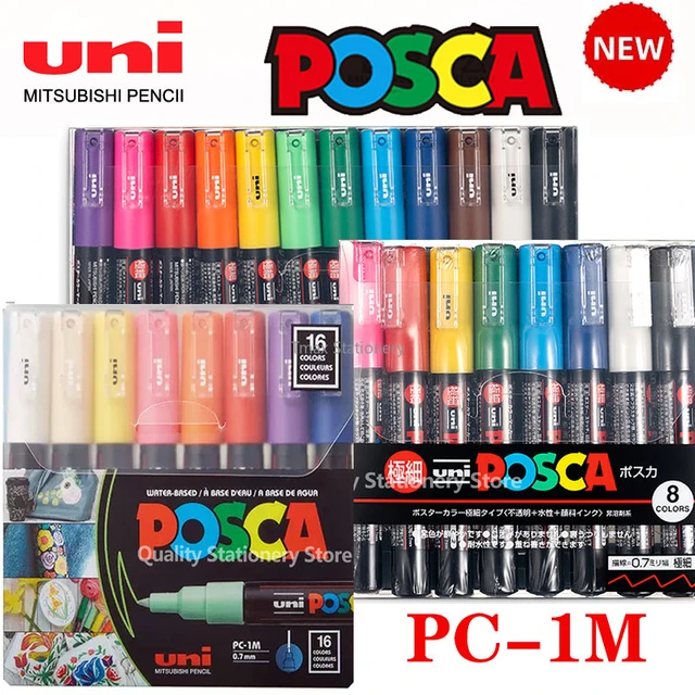 Posca 16-Color Acrylic Paint Marker Set, Fine