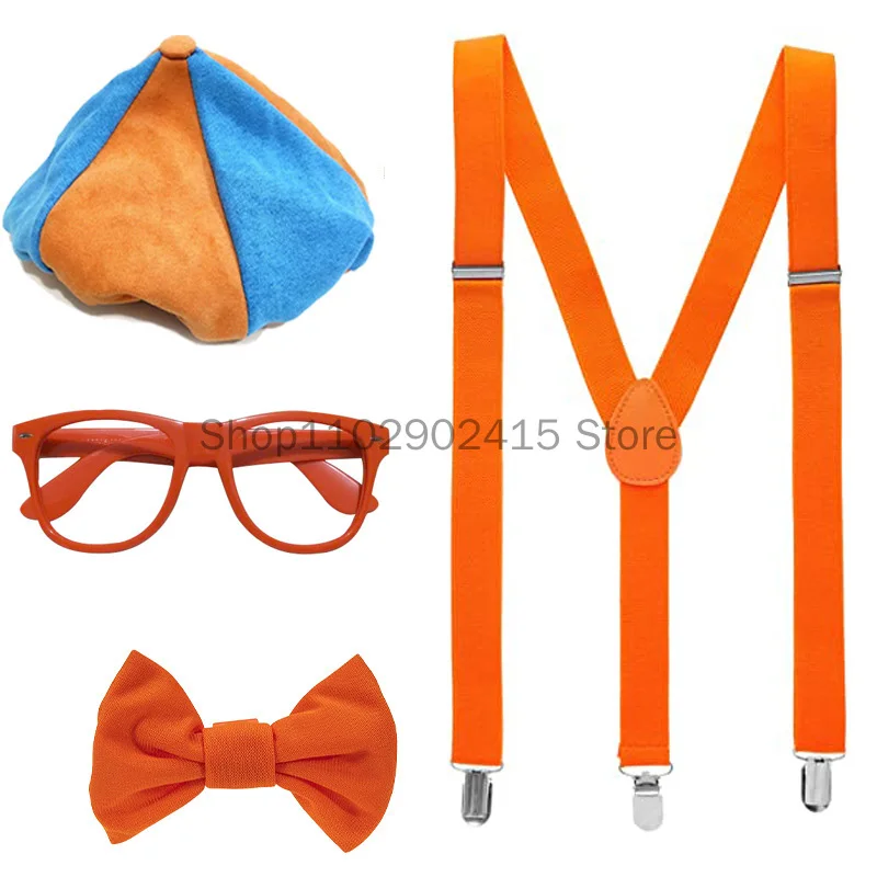 

Funny Theme Roleplay Costume Accessories For Adults Children Perfect Dress Up Iconic Orange Bow Tie Suspenders Hats Party Props