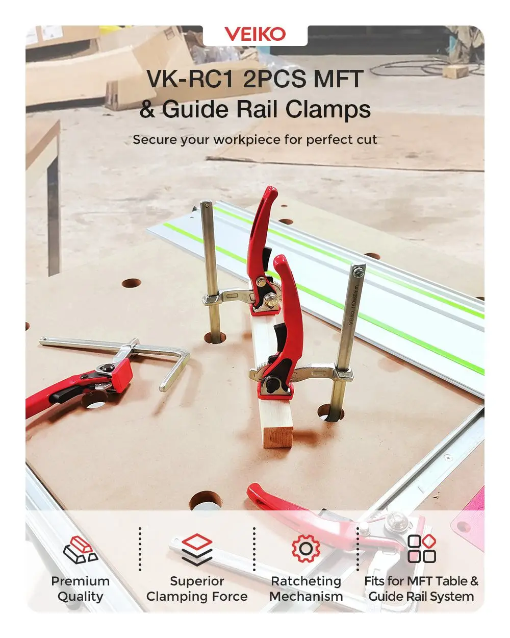 F Clamp, Ferramenta manual MFT System, 160x60mm, 2 peças