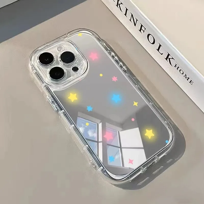 Colorful Stars Mirror Soft Clear Phone Case - Simple Design