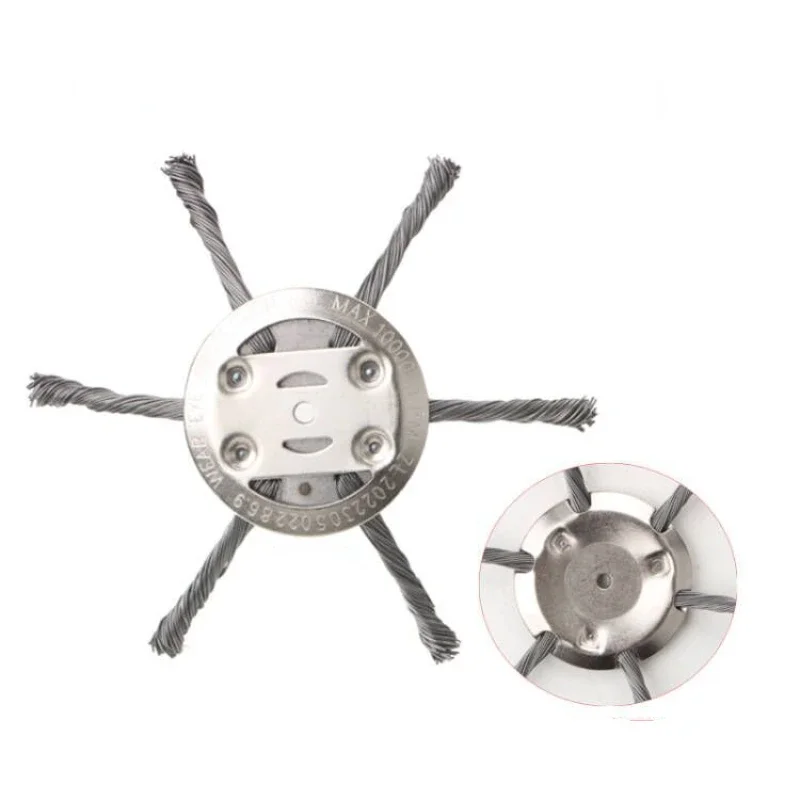 6inch Steel Wire Wheel Head Grass Trimmer Head Universal Weed Brush Fit Straight Shaft Brushcutter Removal Moss Rust 5