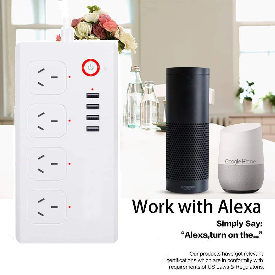  Ʈ Tuya  Ʈ  ȣ 4 AC AU ܼƮ ÷ , USB 1.5m  ڵ   Alexa Google Home
