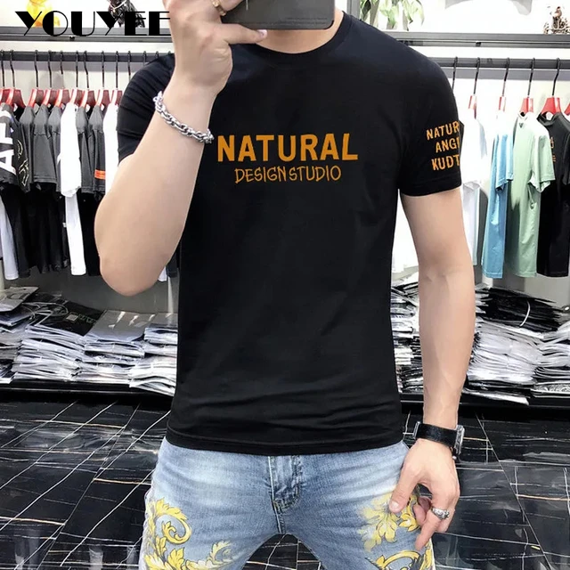 2022 Letter Rhinestones T Shirts Men Summer Clothes Fashion Streetwear  Mercerized Cotton Slim O Neck Short Sleeve T-shirt Man - AliExpress