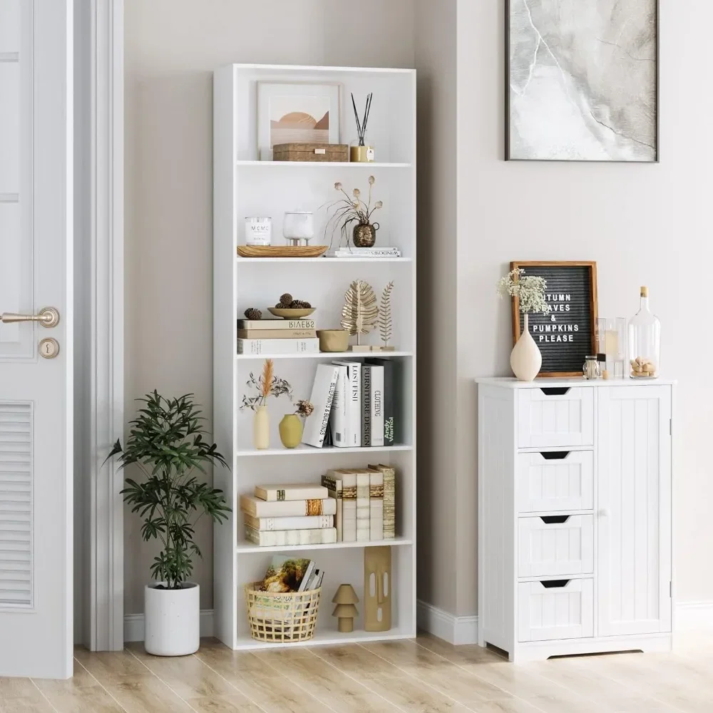 6-Tier Bookcase and Bookshelf, Display Shelves Tall Bookshelf Bookcase for Bedroom, Living Room Furniture Book Shelf