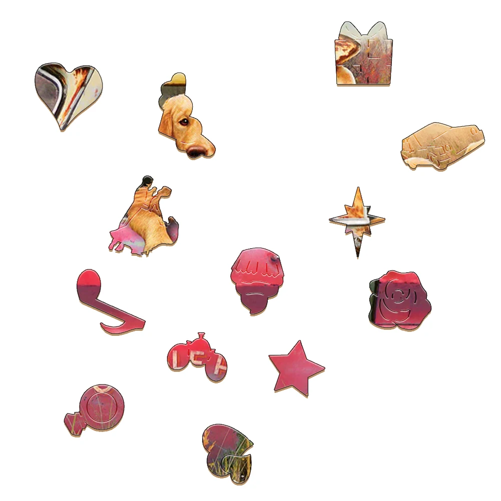 Dog Wooden Jigsaw Puzzles Mysterious Cute Golden Retriever Animal Wood Puzzle 3D Craft Interactive Games Puzzle Toy For Kids 2