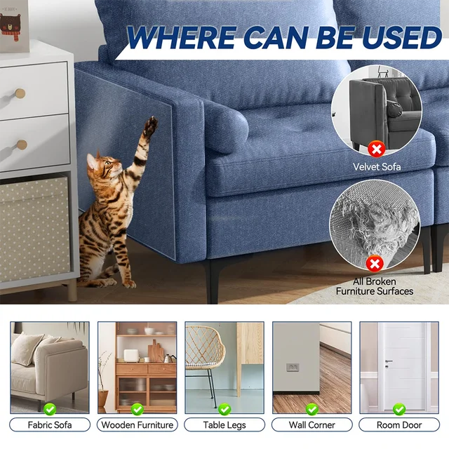 Cat Scratch Deterrent Tape Furniture Protectors From Cats Transparent Self-Adhesive Pet Training Tape for Sofa Furniture Sticker 3