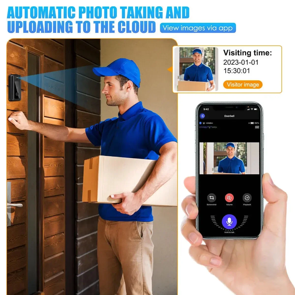 Smart Home WIFI Doorbell 1080P HD With Camera Waterproof IR Night Vision Wireless Doorbell Security Monitor Alarm Video Intercom