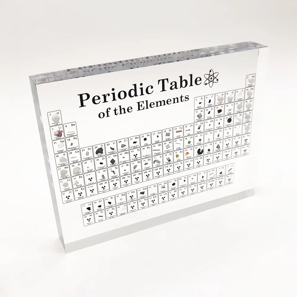 

Crystal Periodic Table of 83 Real Elements Set Ornament Acrylic Crystal Transparent for Element Collection Gifts Home Decor