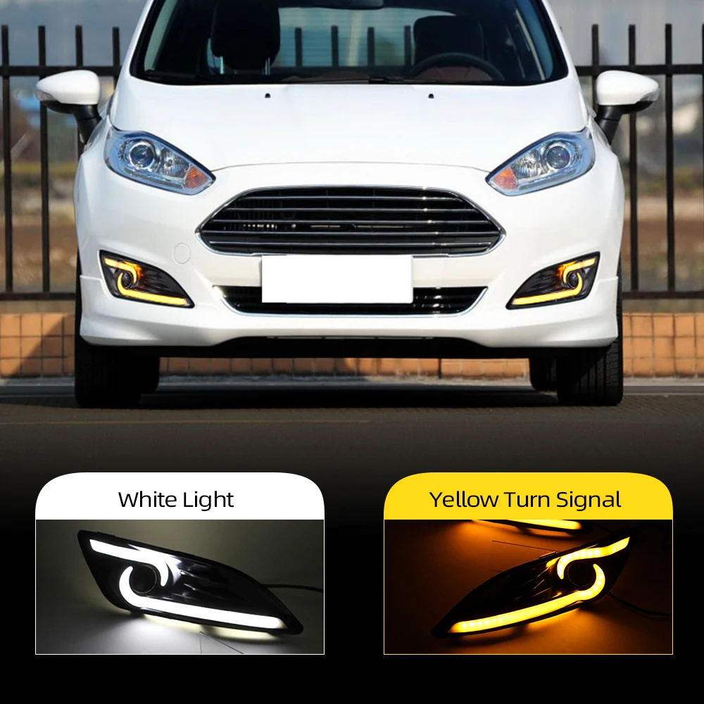 Auto Lampeggiante 2 pezzi Per ford fiesta 2013 2014 2015 2016 LED DRL Luce di marcia diurna Luce diurna Segnale impermeabile Luce per lo styling - Image 2