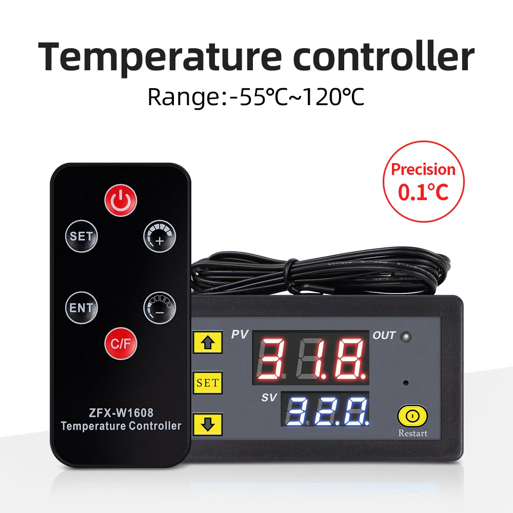 Temperature Remote Controller Digital Remote Control Temperature Controller DC12V Thermostat for ...